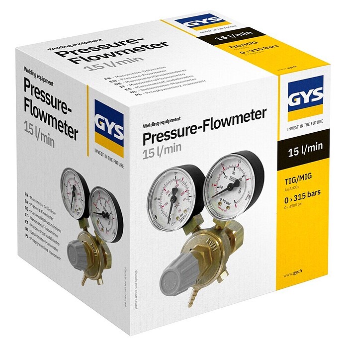 Gys Druckminderer (Geeignet für: Schutzgasflaschen, Manometer (2 Stk.), Durchflussmenge: 20 l/min)