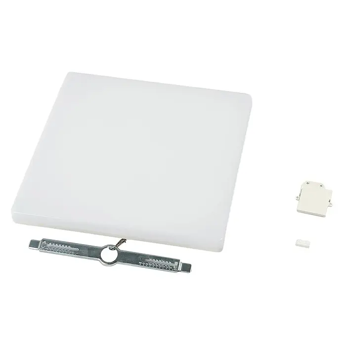 Prios Deckenleuchte Artin - L x B x H: 33 x 33 x 5 cm, weiß / opal - Weiße, durchscheinende Teigplatte mit Metall-Bagel-/Teigteiler und kleinem Zubehör.