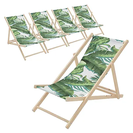 ECD Germany  Strandstuhl 5er Set Sonnenliege mit 3-Fach verstellbarer Rückenlehne Relaxliege
