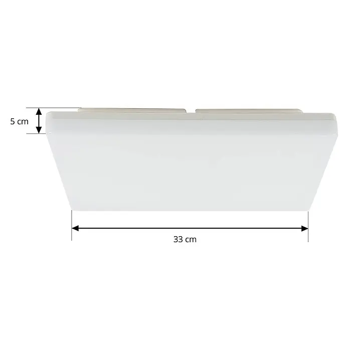 Prios Deckenleuchte Artin - L x B x H: 33 x 33 x 5 cm, weiß / opal - Weißes, rechteckiges Lichtmodul, 33 cm lang, 5 cm hoch.
