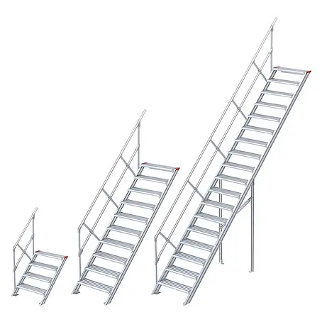 Euroline  Außentreppe 510 Treppe 45° 600mm Stufenbreite 4 Stufen Stahl Gitterrost