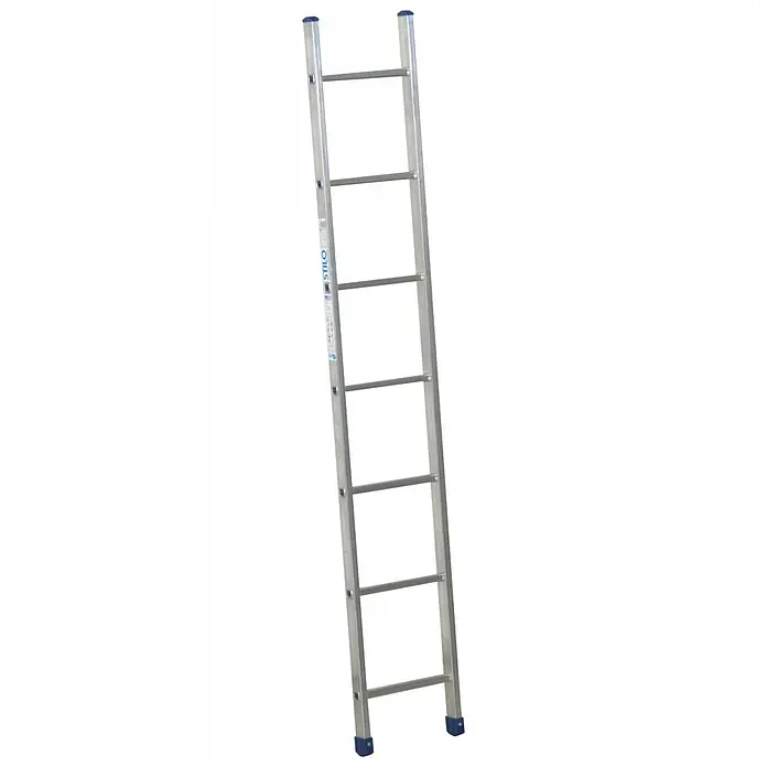 Facal Anlegeleiter Anlegeleiter STILO S100 7 Sprossen - Anzahl Tritte: 7 Stk., Arbeitshöhe: 3.060 m, Aluminium - Silberne Aluminium-Anlegeleiter mit blauen Endkappen.