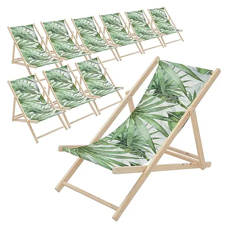ECD Germany  Strandstuhl 10er Set Sonnenliege mit 3-Fach verstellbarer Rückenlehne Relaxliege