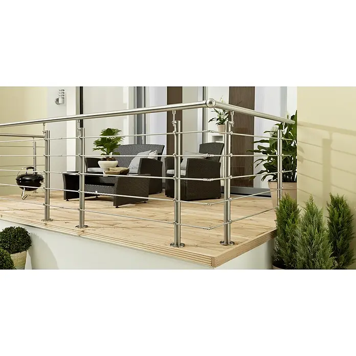 Treba Frewa Eck-Set ES4 - Aluminium, Stufenlose Winkeleinstellung: 90 ° - 180 ° - Edelstahlgeländer für den Außenbereich. Das Geländer bietet Sicherheit und ein modernes Aussehen für jede Terrasse.