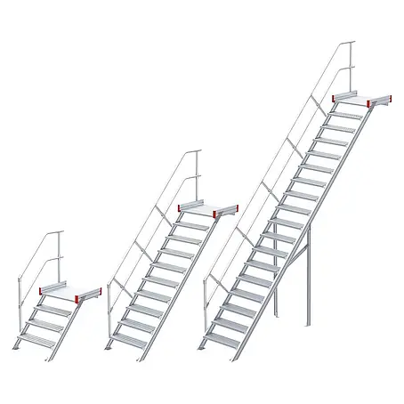Euroline  Treppenpodest 511 Podesttreppe 45° 1000mm Stufenbreite 11 Stufen Stahl Gitterrost