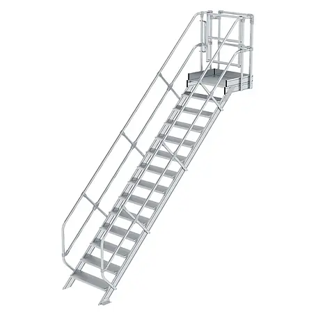 Munk  Außentreppe Treppen-Modul 2910mm Plattformoberkante Aluminium geriffelt 14 Stufen