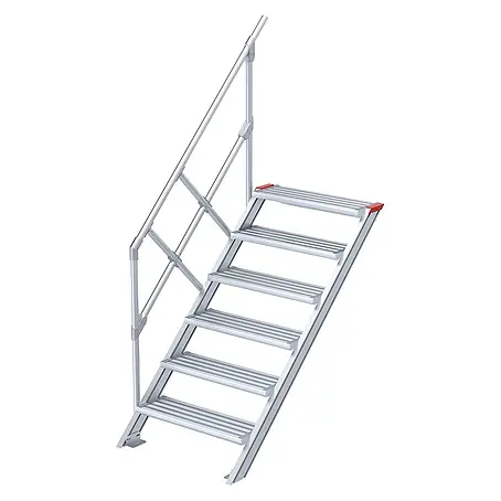 Euroline  Außentreppe 510 Treppe 45° 600mm Stufenbreite 6 Stufen Alu gerieft