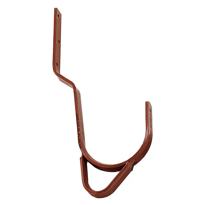 Munk Dachleiter Dachhaken für Pfannen und Falzziegel rot -  - Brauner Metall-Dachrinnenhalter mit U-förmigem Trog und abgewinkeltem, gelochtem Montagearm.