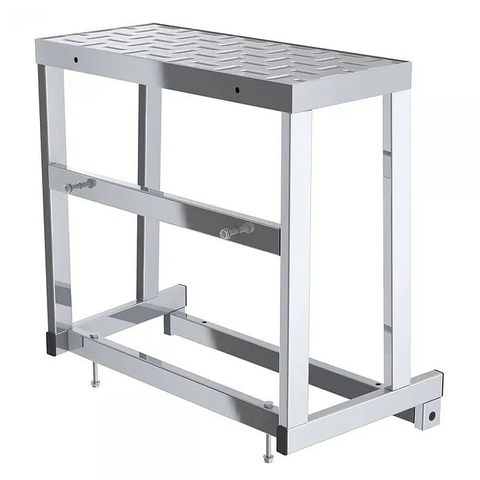 Munk Arbeitsplattform modulares Arbeitspodest Erweiterungsmodul 2 - Arbeitshöhe: 2.600 m, Aluminium - Arbeitsplattform aus Edelstahl mit rutschfester Oberfläche und stabilem Rahmen.