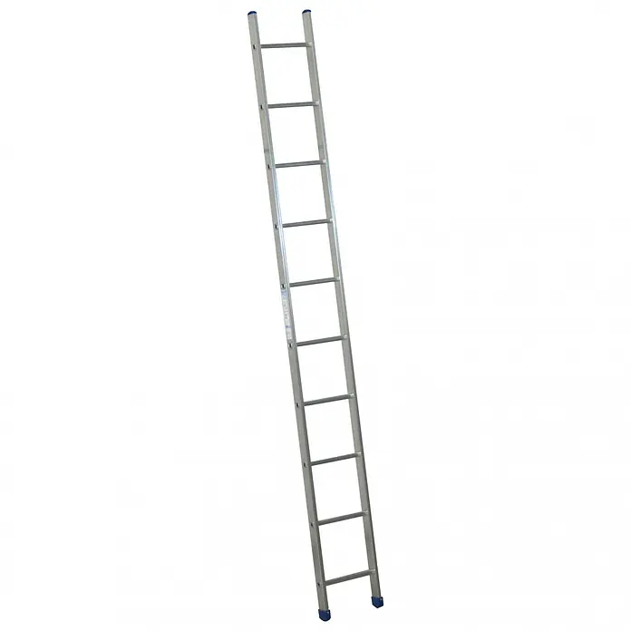 Facal Anlegeleiter Anlegeleiter STILO S100 10 Sprossen - Anzahl Tritte: 10 Stk., Arbeitshöhe: 3.960 m, Aluminium - Silberne Aluminium-Anlegeleiter mit blauen Kappen an den oberen und unteren Enden.