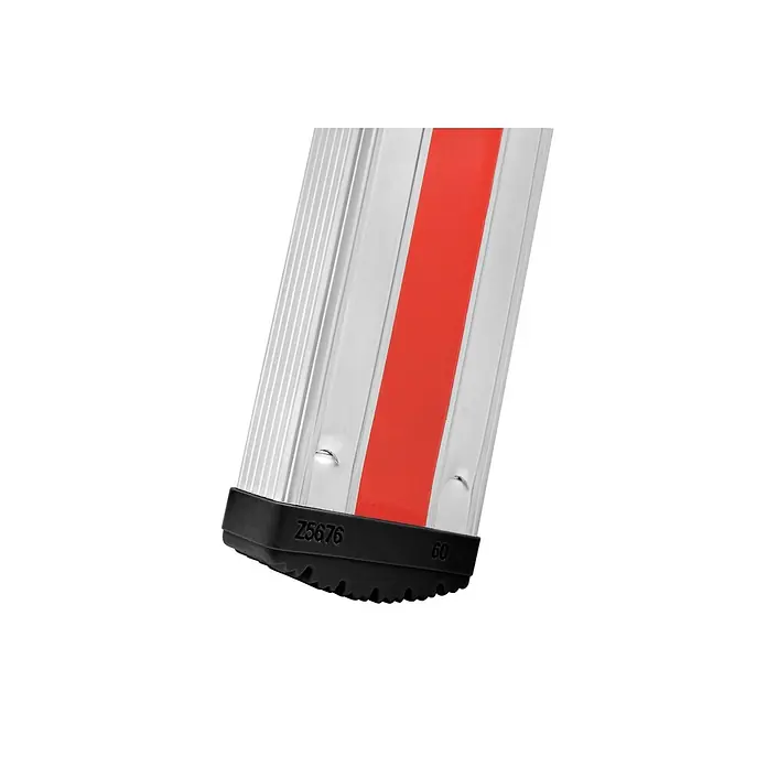 Hymer Anlegeleiter Sprossenanlegeleiter mit Walzprofil 8 Sprossen - Anzahl Tritte: 8 Stk., Arbeitshöhe: 3.290 m, Aluminium - Silbernes Aluminium-Leiterprofil mit rotem Streifen und schwarzem Gummifuß, beschriftet mit 'Z5676' und '60'.
