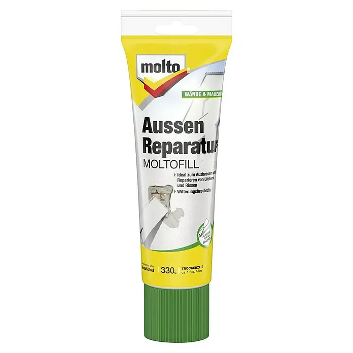 Molto Reparaturspachtel Außen-MoltofillGebrauchsfertig, 330 g - Tube Molto Aussen Reparatur Moltofill zur Reparatur von Wänden und Mauern, ideal zum Ausbessern von Löchern und Rissen.