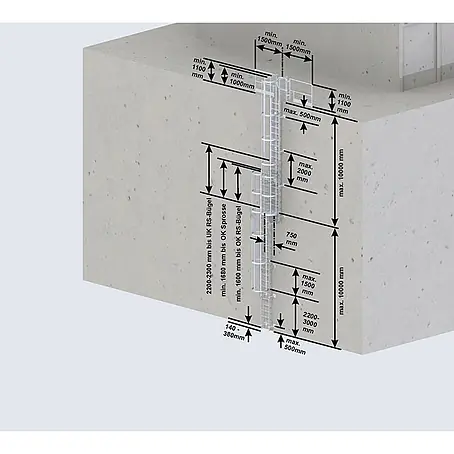 Euroline  Anlegeleiter Steigleiter Aluminium eloxiert SH 12,60m PG1