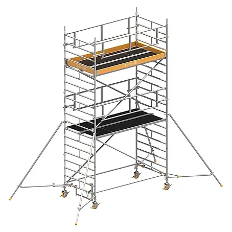 Layher  Rollgerüst Rollgerüst Uni Breit P2 Safety Plus mit Doppelgeländer und ausziehbaren G