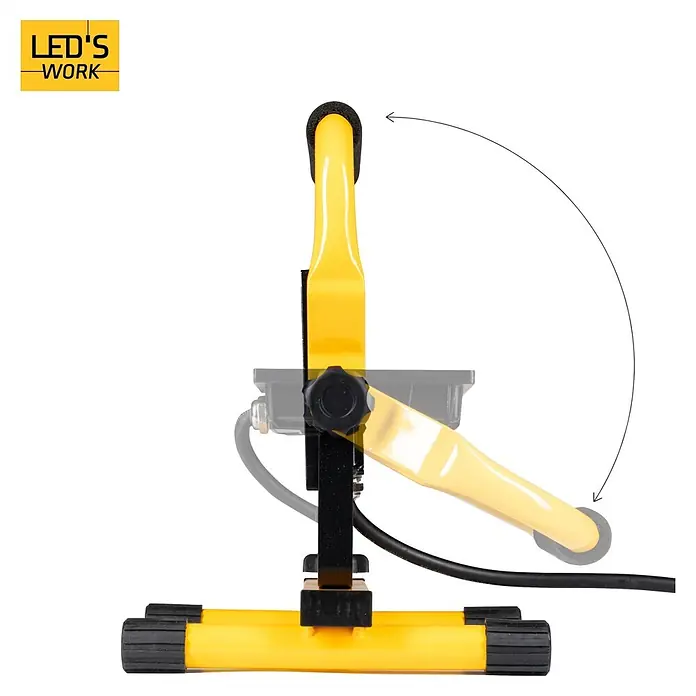 LED's work LED-Arbeitsleuchte - L x B x H: 18 x 18 x 24 cm, 2.700 lm, Lichtfarbe: Neutralweiß, Netzbetrieben, IP65 - Gelb-schwarze LED-Arbeitsleuchte mit verstellbarem Kopf, drehbar für vielseitige Positionierung.