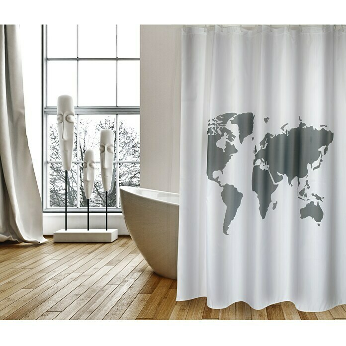 Venus Cortina de baño textil World (An x Al: 180 x 200 cm, Blanco)