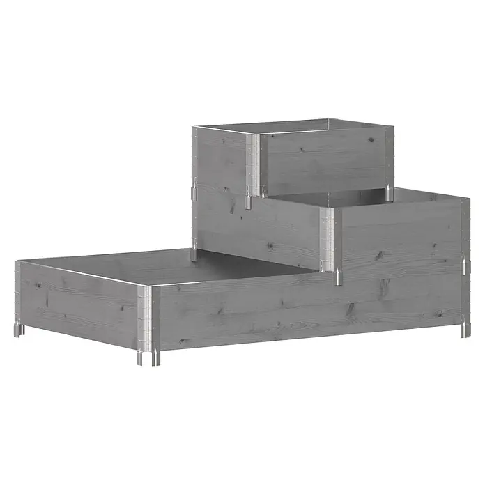 Upyard Hochbeet 3 Ebenen - 120 x 80 x 58,5 cm, Holz, Grau, Fassungsvermögen: 301,8 l - Gestuftes graues Hochbeet aus Holz mit Metalleckverbindern für vielseitiges Gärtnern.