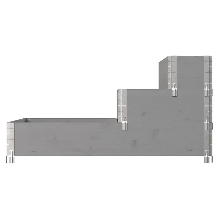 Upyard Huerto de 3 niveles - 120 x 80 x 58,5 cm, Madera, Gris, Capacidad volumétrica: 302,4 l - Huerto elevado escalonado de madera gris con conectores metálicos modulares.