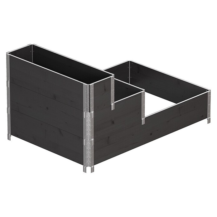 Upyard Hochbeet 3 Ebenen (120 x 80 x 58,5 cm, Holz, Schwarz, Fassungsvermögen: 302,4 l) | BAUHAUS