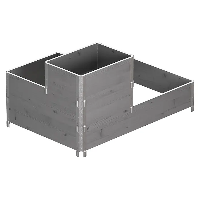 Upyard Hochbeet 3 Ebenen - 120 x 80 x 58,5 cm, Holz, Grau, Fassungsvermögen: 301,8 l - Graues Holz-Hochbeet mit Metalleckverbindungen, in gestufter Bauweise.