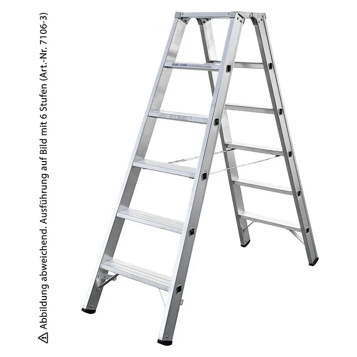 Iller Leiter Stehleiter Stufensteh mit 2x12 Stufen 4,35m AH - Anzahl Tritte: 12 Stk., Arbeitshöhe: 4.350 m, Aluminium - Aluminium-Doppelstehleiter mit breiten, geriffelten Stufen.