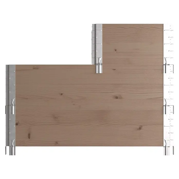 Upyard Hochbeet 3 Ebenen - 120 x 80 x 58,5 cm, Holz, Braun, Fassungsvermögen: 301,8 l - Hellbraune Holzplatte mit silbernem Befestigungssystem und Clips an den Rändern.