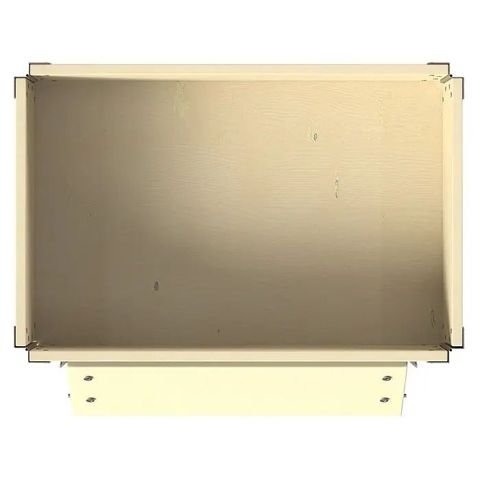 Upyard Kräuterkasten Advanced - 40 x 60 x 68 cm, Stahl, Natur - Offene Schublade aus hellem Holz, Draufsicht, mit sichtbarer Maserung und hellbeigem Rahmen.