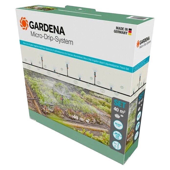 Gardena Micro-Drip Set za zalivanje  (Ustrezno za: Zelenjavne in cvetlične gredice do 40 m²) | 7318 - Sprinklersysteme und Micro Drip | IAFB - Systemteile Wassertechnik | IAF - Wassertechnik | IA - Gartenhartware | I - Stadtgarten | BAUHAUS