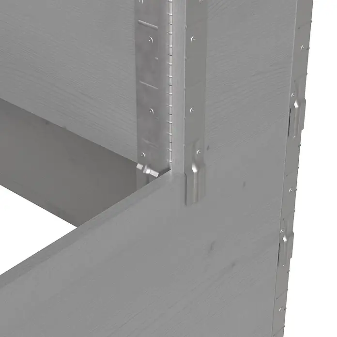 Upyard Huerto de 3 niveles - 120 x 80 x 58,5 cm, Madera, Gris, Capacidad volumétrica: 302,4 l - Esquina de paneles grises con veta de madera, unida por un perfil de conexión vertical metálico y nervado.