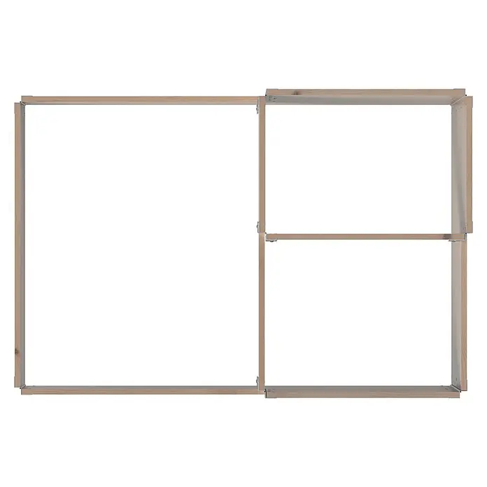 Upyard Hochbeet 3 Ebenen - 120 x 80 x 58,5 cm, Holz, Braun, Fassungsvermögen: 301,8 l - Modularer Rahmen aus hellem Holz für ein Regal, bestehend aus einem großen und zwei kleineren Rechteckabschnitten, mit Metallverbindungen.