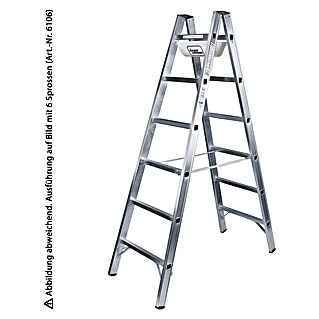 Iller Leiter Stehleiter Sprossensteh mit 2x20 Sprossen 6,9m AH und Werkzeugablage (Anzahl Tritte: 20 Stk., Arbeitshöhe: 6.900 m, Aluminium)