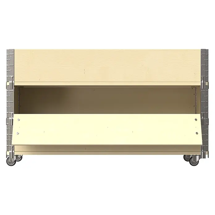 Upyard Kräuterkasten Advanced - 120 x 40 x 68 cm, Stahl, Natur - Helle Holz-Faltbox auf Rollen mit Metalleckbeschlägen.