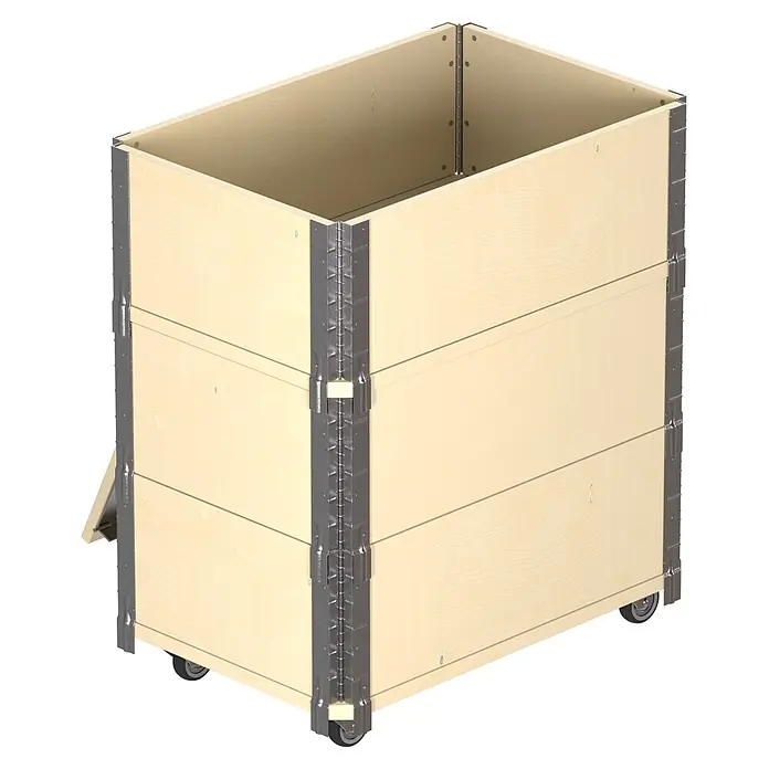 Upyard Kräuterkasten Advanced - 40 x 60 x 68 cm, Stahl, Natur - Helle Holzkiste mit Metallscharnieren und Rollen, ideal für Lagerung oder Transport.