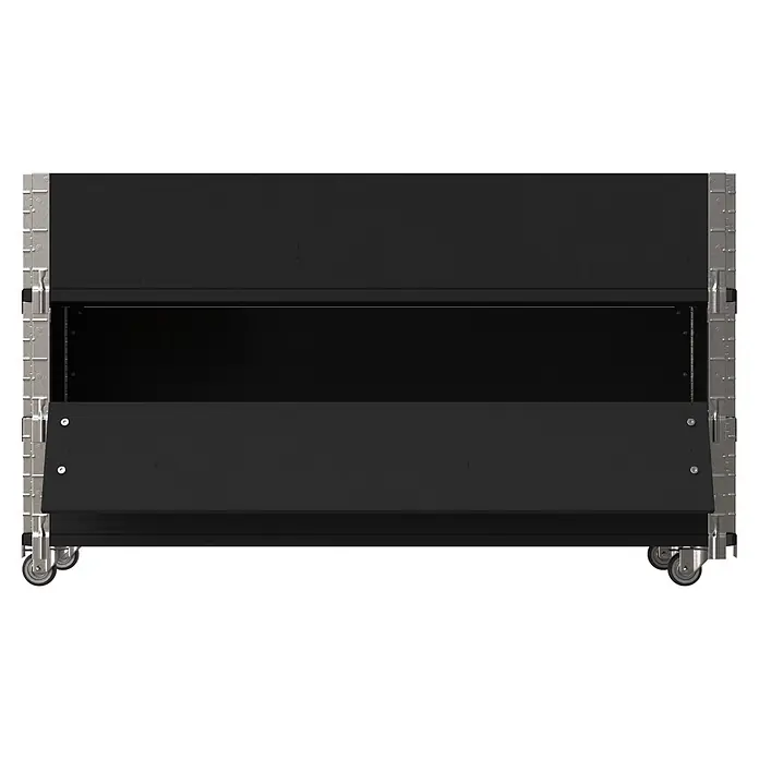 Upyard Kräuterkasten Advanced - 120 x 40 x 68 cm, Stahl, Schwarz - Schwarzes Holz-Flightcase mit Metallbeschlägen und Rollen.