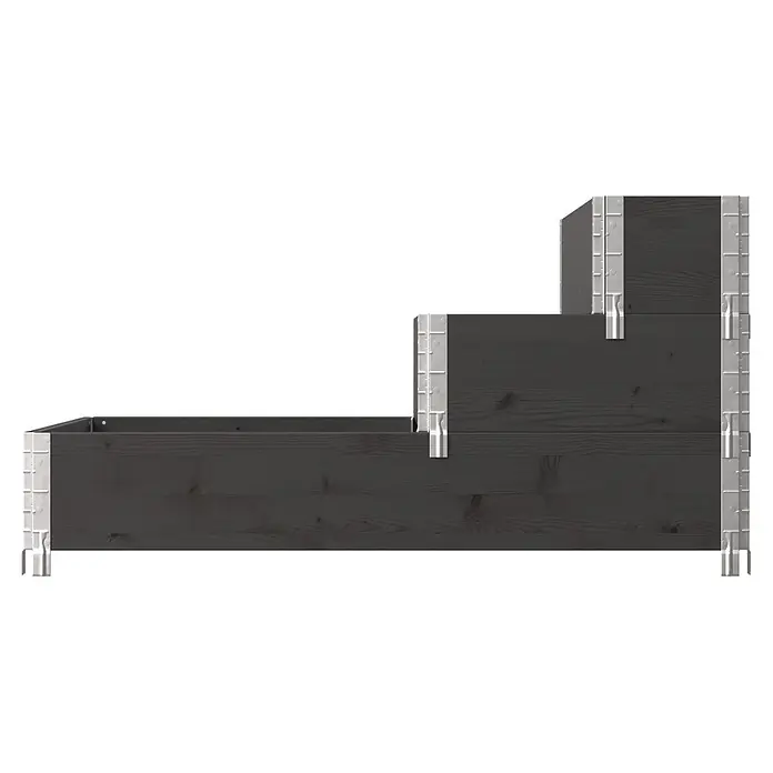 Upyard Hochbeet 3 Ebenen - 120 x 80 x 58,5 cm, Holz, Schwarz, Fassungsvermögen: 302,4 l - Dunkelgraues, mehrstufiges Hochbeet aus Holz mit silbernen Metalleckverbindern.