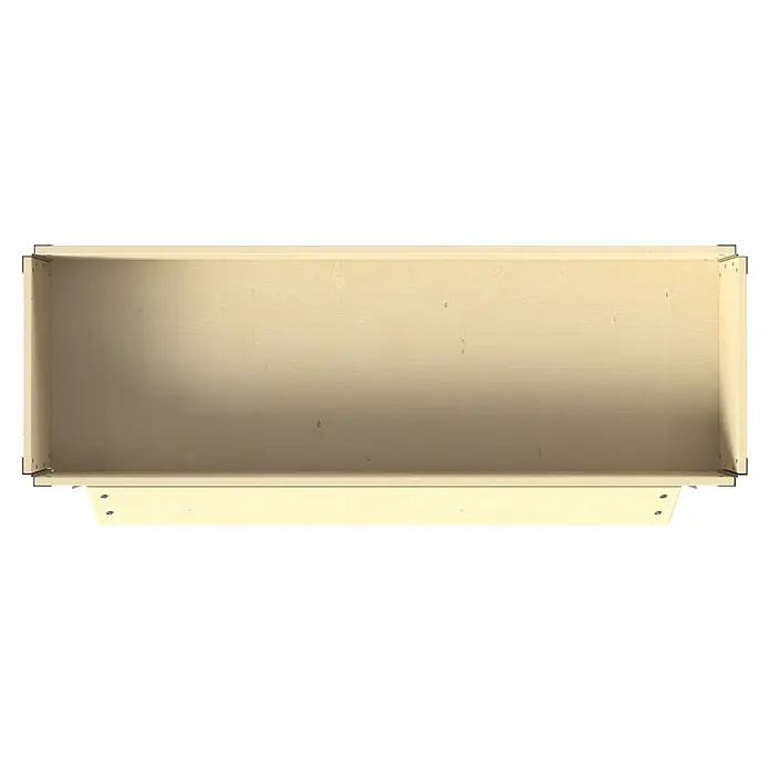 Upyard Kräuterkasten Advanced - 120 x 40 x 68 cm, Stahl, Natur - Leere Schublade aus hellem Holz mit Metallwinkeln, von oben gesehen, bereit zur Lagerung.
