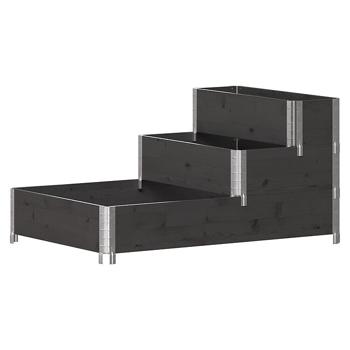 Upyard Hochbeet 3 Ebenen (120 x 80 x 58,5 cm, Holz, Schwarz, Fassungsvermögen: 302,4 l) | BAUHAUS