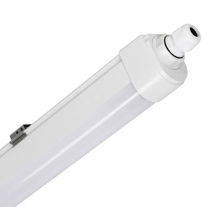 LED's work LED-Feuchtraumlichtleiste - L x B x H: 120 x 4,3 x 6 cm, Lichtfarbe: Neutralweiß, 36 W, IP65, Lichtstrom: 4.320 lm - Weißes wasserdichtes LED-Röhrenlicht mit Kabelverschraubung und Metall-Befestigungsclip.