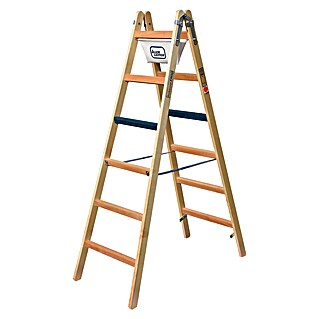 Iller Leiter Stehleiter Breitsprossen Steh Professional ERGO 2x6 Sprossen (Anzahl Tritte: 6 Stk., Arbeitshöhe: 3.100 m, Holz)