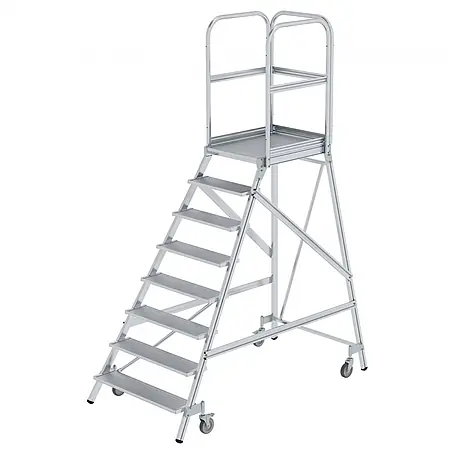 Munk  Podestleiter Podestleiter fahrbar Aluminium geriffelt 8 Stufen