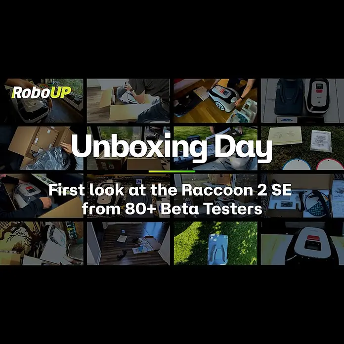 RoboUp Mähroboter Raccoon 2 SE - 600 m², Schnittbreite: 20 cm, Kamera-gestützte Navigation - Raccoon 2 SE: Unboxing Day-First look at the Raccoon 2 SE from 80+ Beta Testers