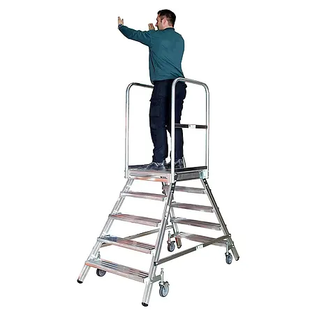 Euroline  Podestleiter Premium 516 Mobile Podesttreppe beidseitig 3 Stufen