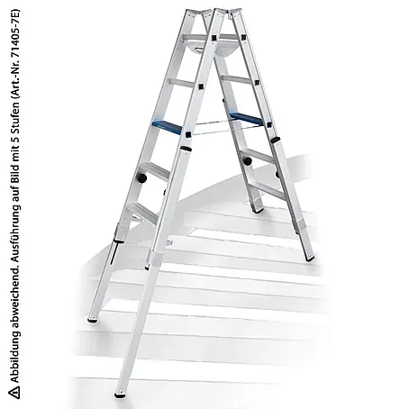 Iller Leiter  Stehleiter Treppenhaus Multilift Ergo Plus eloxiert 2x7 Stufen