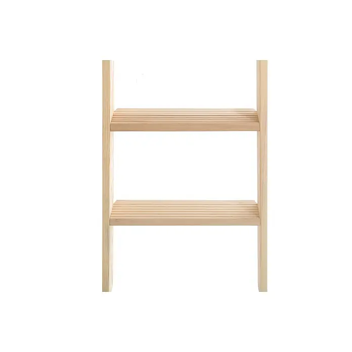 Hymer Stehleiter Holz Stufenstehleiter mit Textiltasche 2x12 Stufen - Anzahl Tritte: 12 Stk., Arbeitshöhe: 4.750 m, Holz - Helles Regal aus Naturholz mit zwei Lattenböden.