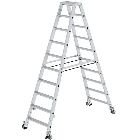 Munk  Stehleiter Stehleiter beidseitig begehbar mit Rollen 2x10 Stufen