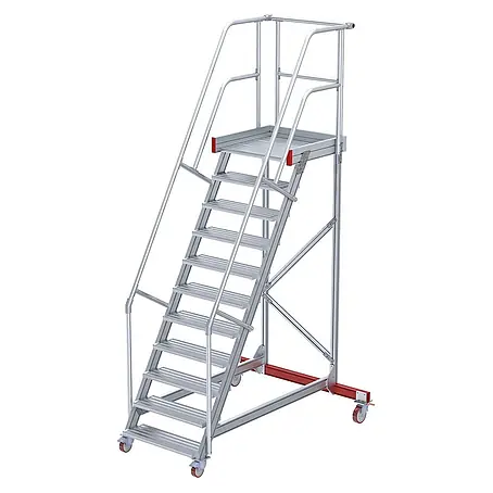 Euroline  Stehleiter 513 Wartungsbühne 60° 600mm Stufenbreite 10 Stufen Alu gerieft