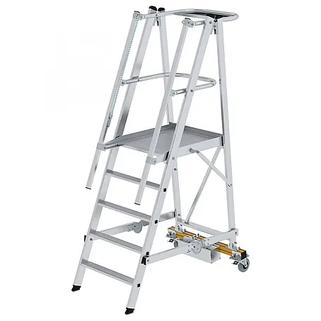 Munk  Podestleiter Podestleiter fahrbar mit schmaler Traverse 5 Stufen