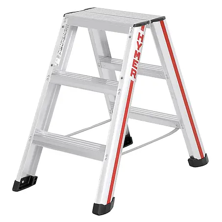 Hymer  Stehleiter Stufenstehleiter mit vernieteten Leiterschuhen 2x3 Stufen
