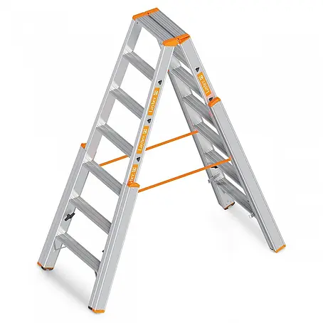 Layher  Stehleiter Topic 1062 Treppenstehleiter mit 7 Stufen 3,20m AH