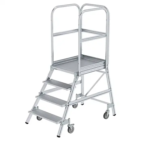 Munk  Podestleiter Podestleiter fahrbar Aluminium geriffelt 4 Stufen